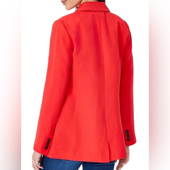 NWT Ann Taylor Linen Blend Double Breasted Blazer Red Sz 8 - Picture 4 of 9